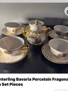 Porcelain Gold-Trim Tea Set - White and Gold